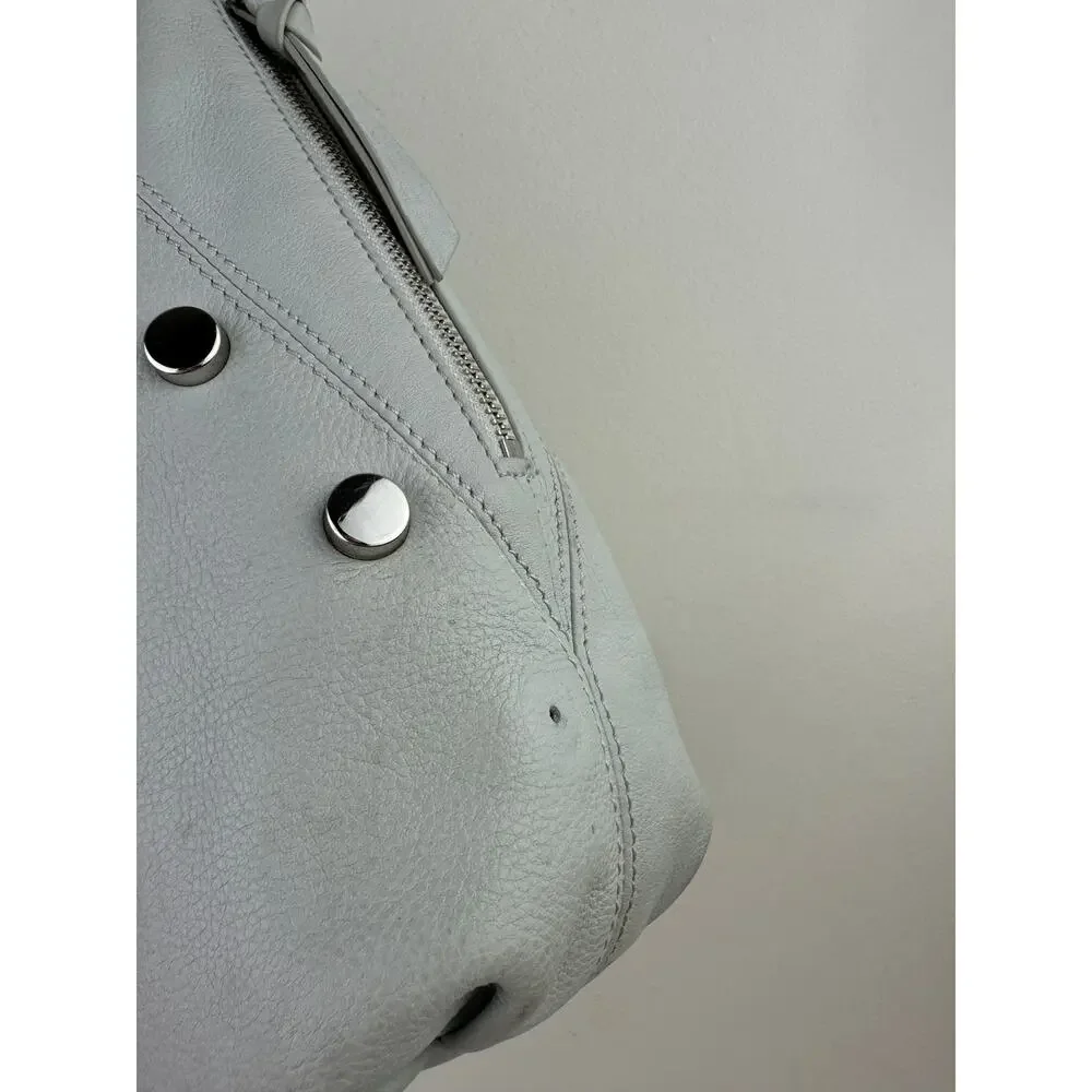 B. Makowsky Bone Handbag Leather Studded Pockets Handle Shoulder Hobo Bag USED